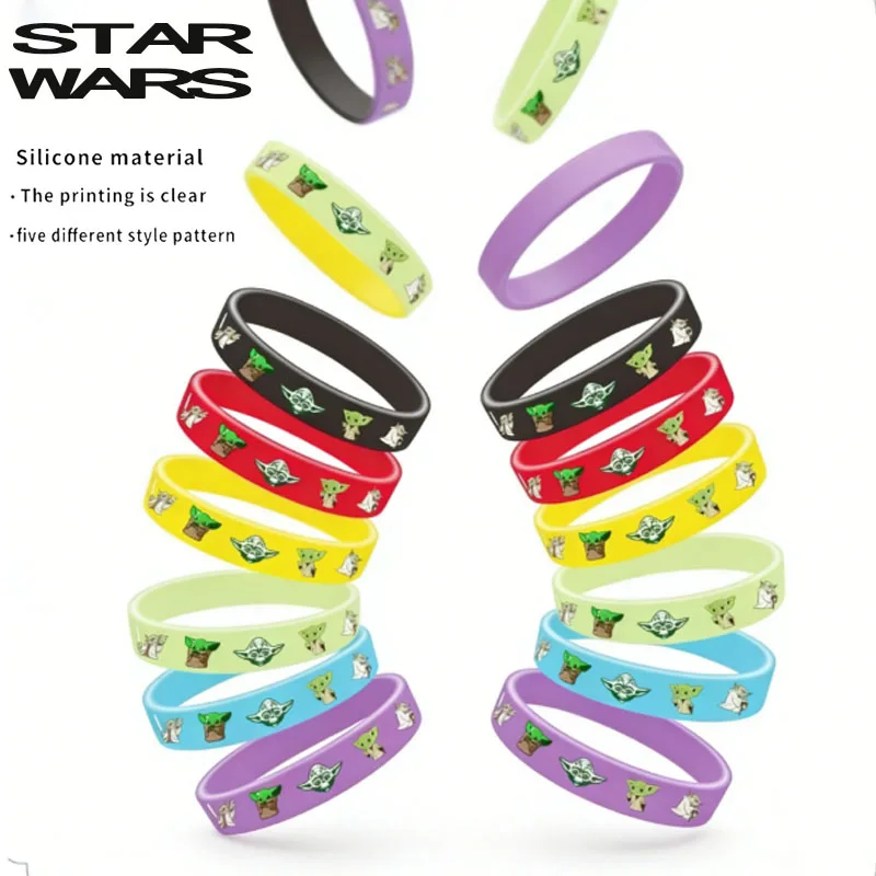 Набор из 12 мультяшных спортивных браслетов «Звездные войны» 2026 года, милые силиконовые браслеты, игрушечные украшения для рук, подарки на день рождения и вечеринки