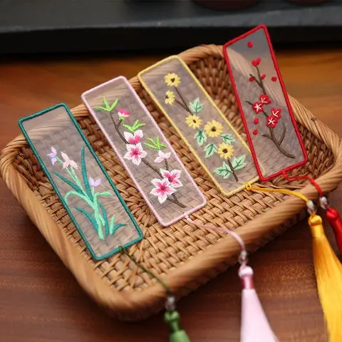 북마크 크로스 스티치 매화 꽃 Diy 자수 평화와 축복 주머니 스티치 바느질 바늘 Minder Organizer Craft
