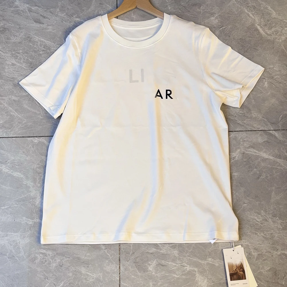 

Summer New Women's Printed Letter round Ne Versatile White ort Sve T-irt Casual Sle All-Match Faionable Top