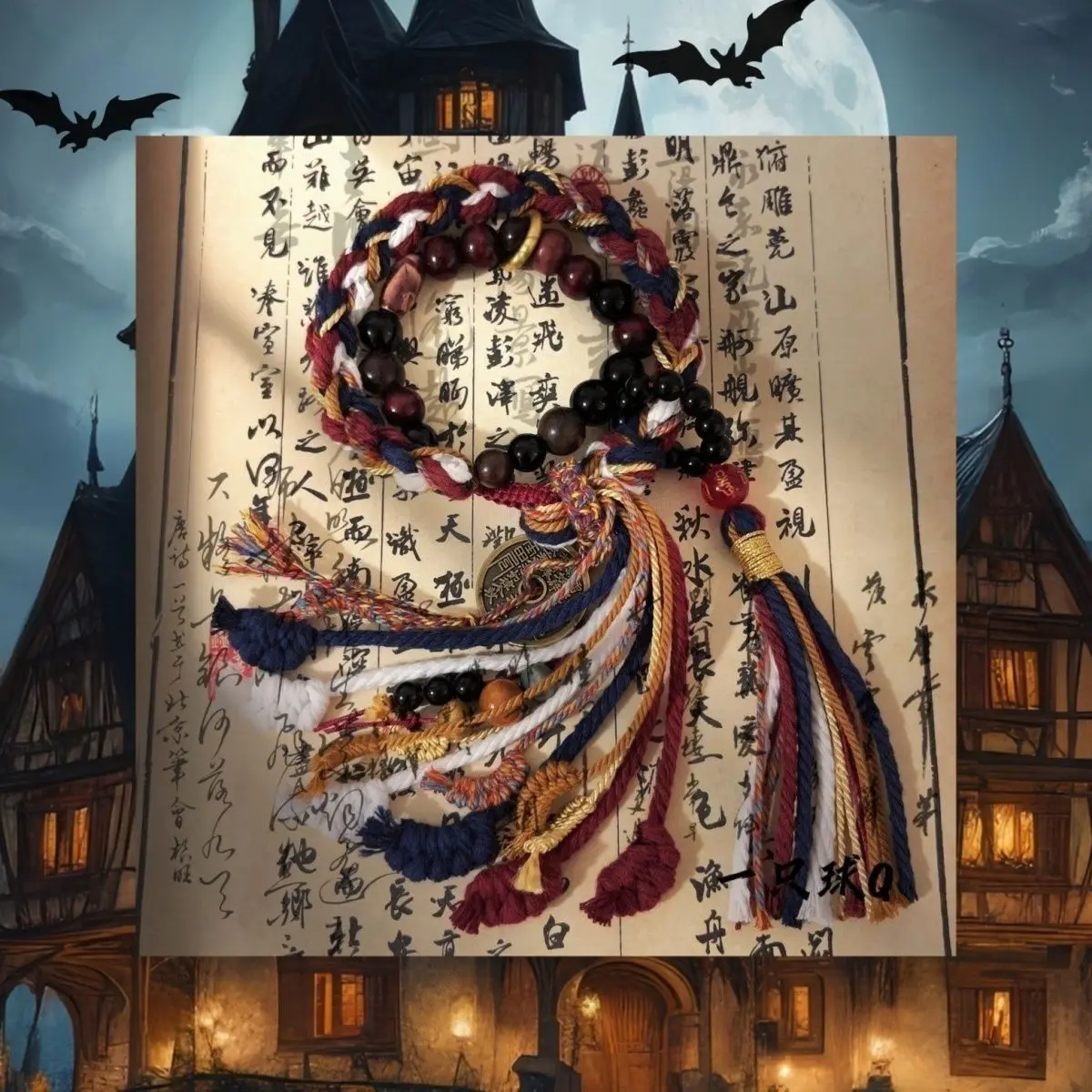 TikTok Fiore popolare Wang Soldi Bracciale in stile tibetano Bracciale a campana con moneta intrecciata a doppio cerchio in stile cinese