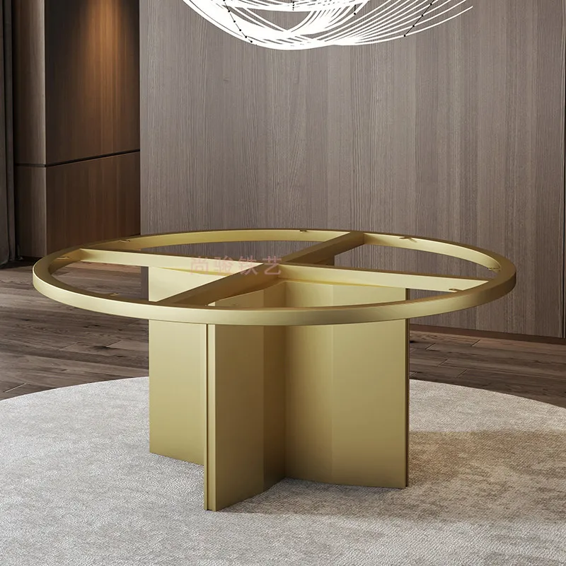 Luxury stone dining table legs Household round marble table feet Stainless steel rock slab dining table base