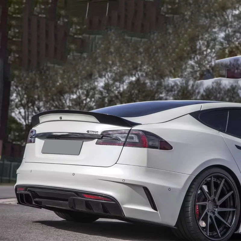 For Tesla Model S 2014 2015 2016 2017 2018 2019 Real Carbon Fiber Rear Trunk Spoiler Tail Boot Racing Trunk Wing Car Styling