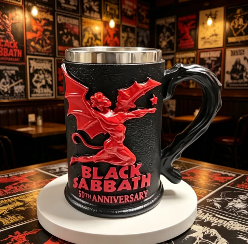 Gothic Rock Black Sabbath Beer Mug 3D Demon Pattern Stainless Steel Interior Bar Cup For Party