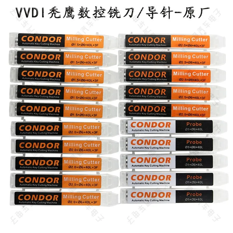 3/4PCS 1.5/2/2.5mm Milling Cutters & 1.0mm Tracer Probe for Xhorse Condor XC-MINI & Dolphin XP005