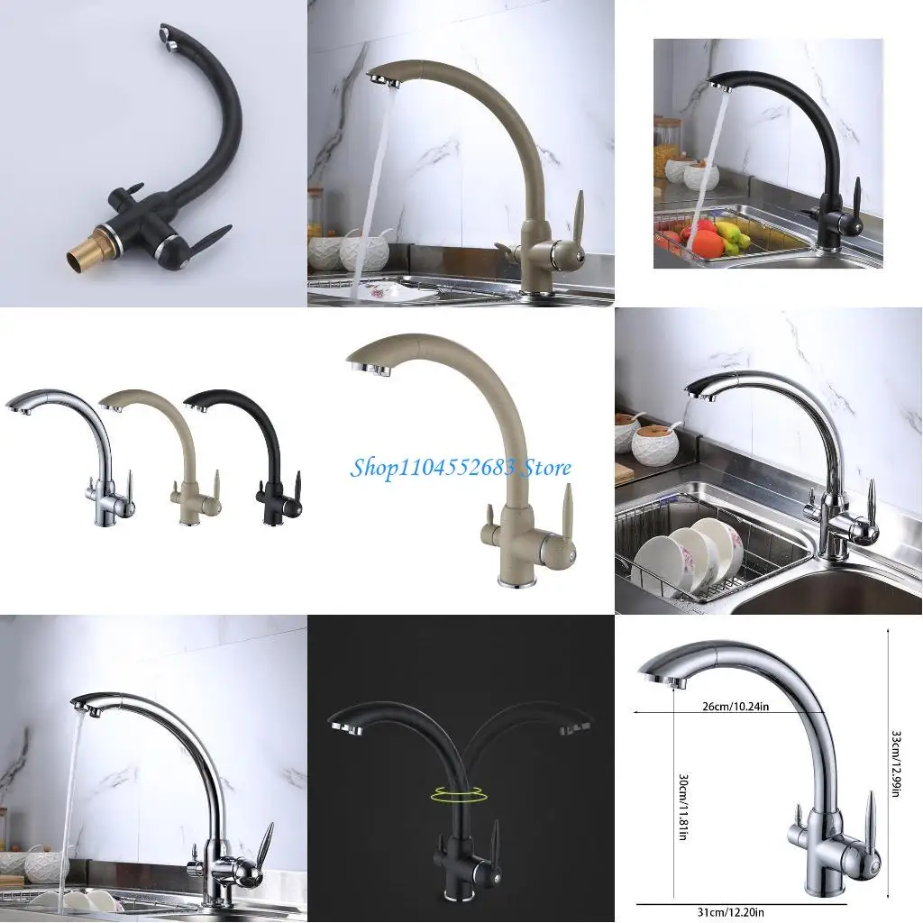 

Y6GD Kitchen Drinking Water Faucet 3 in 1 Water Filter Purifier Faucets Double Water Outlet Hot and Cold Mixer Sink Tap