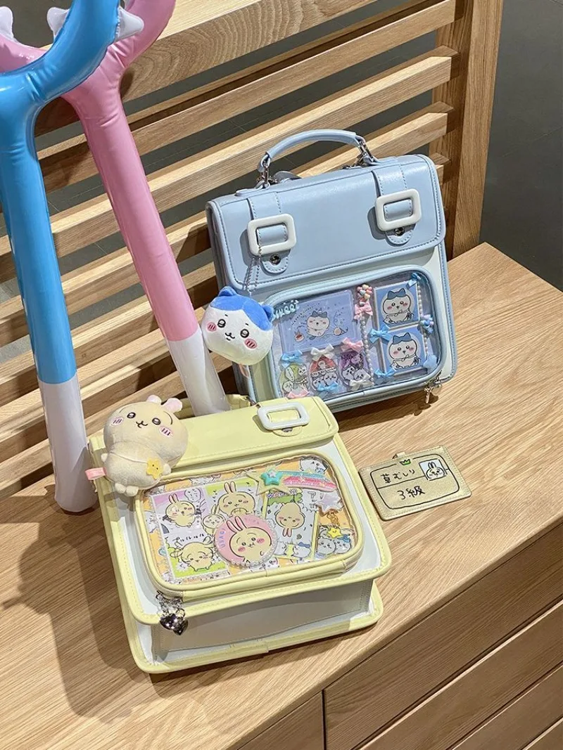 3way Ita Bag Sweet Cute Japanese Tranparent Backpacks for Girls Candy Solid PU Crossbody Bags Display Elegant Uniform Handbag