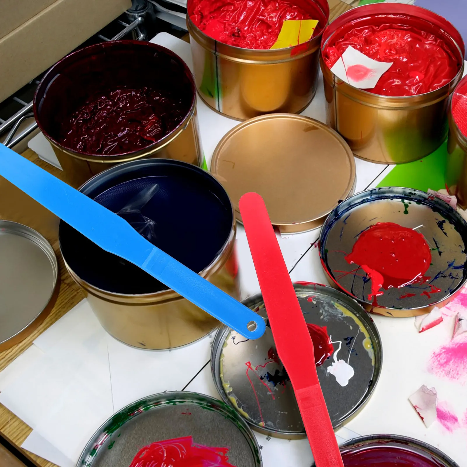 5Pcs Rustproof Plastic Painting Scraper for Screen Printing Ink Mixing Lightweight Portable Ergonomic Smooth Surface Color