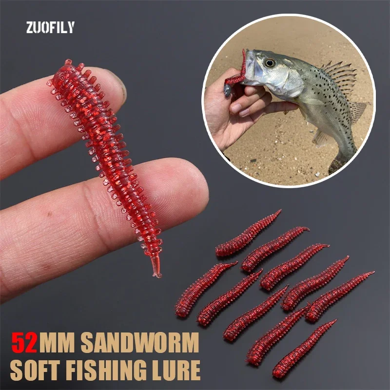 10 قطعة ديدان الرمل طعوم لينة العائمة محاكاة Millipede الصيد الطعوم لدغة مقاومة الدهون دودة القز لينة إغراء 52 مللي متر توبواتر الطعوم #1