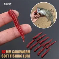 10PCS Sandworms Soft Lures Floating Simulation Millipede Fishing Baits Bite-resistant Fat Silkworm Soft Lure 52mm Topwater Baits