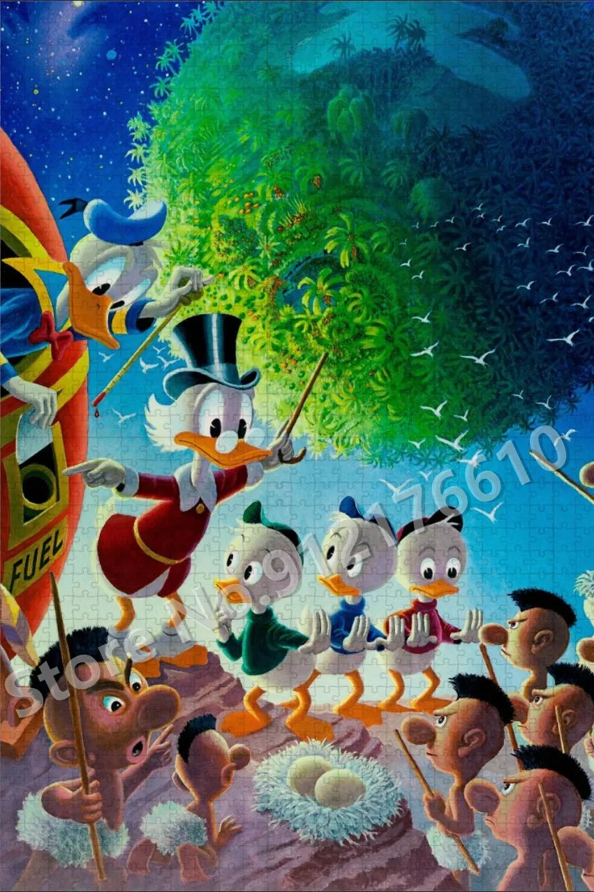 Scrooge Mcduck and Sobrino Jigsaw Puzzle 300/500/1000 Pieces Donald Duck Dinsey Comic Puzzles Education Decompression Toys