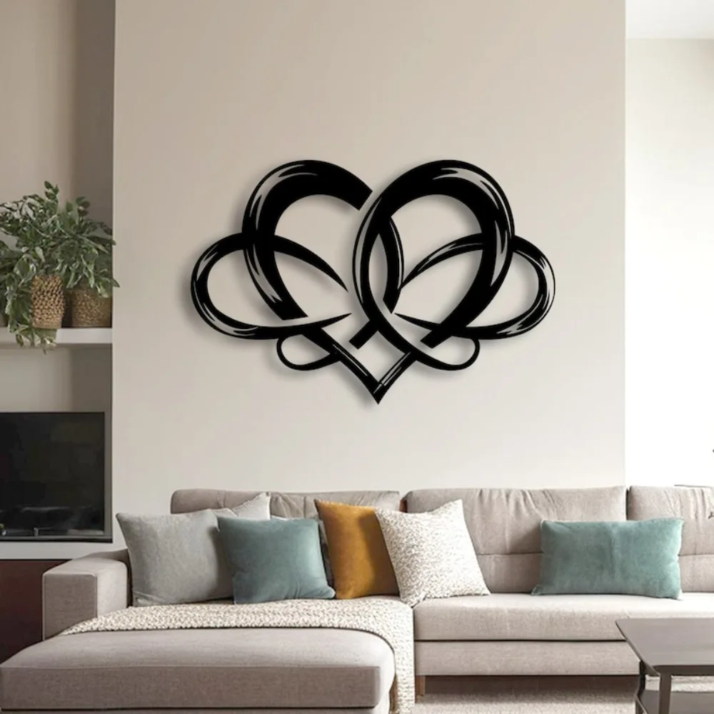 CIFbuy Iron Wall Art Infinity Heart Metal Sculpture Geometric Love Sign Modern Home Hanging Decoration Romantic Gift For Couples