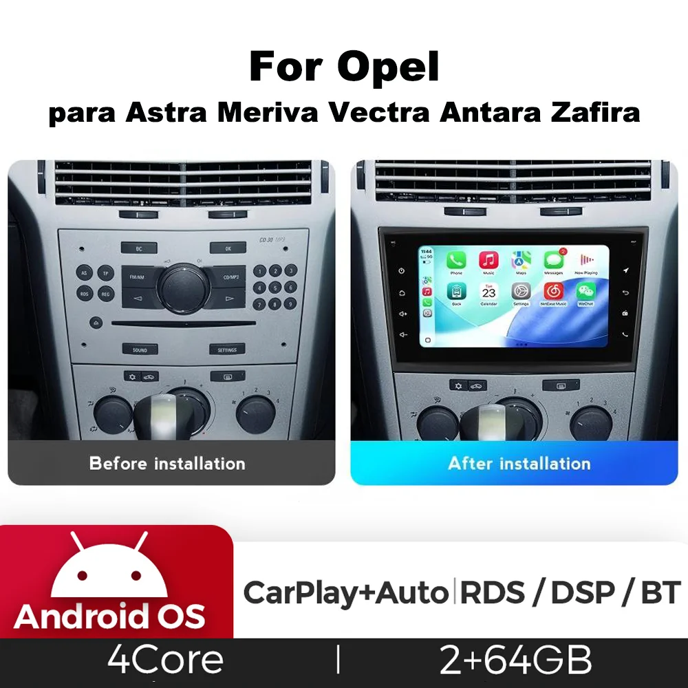 MEKEDE EU-Lager 7-Zoll-Autoradio für Opel Astra H J 2004 Vectra Vauxhall Antara Zafira Corsa C D Vivaro Meriva Veda 2 Din Carplay GPS Zentraler Multimedia-Player Intelligentes Auto-Audiosystem WIFI FM