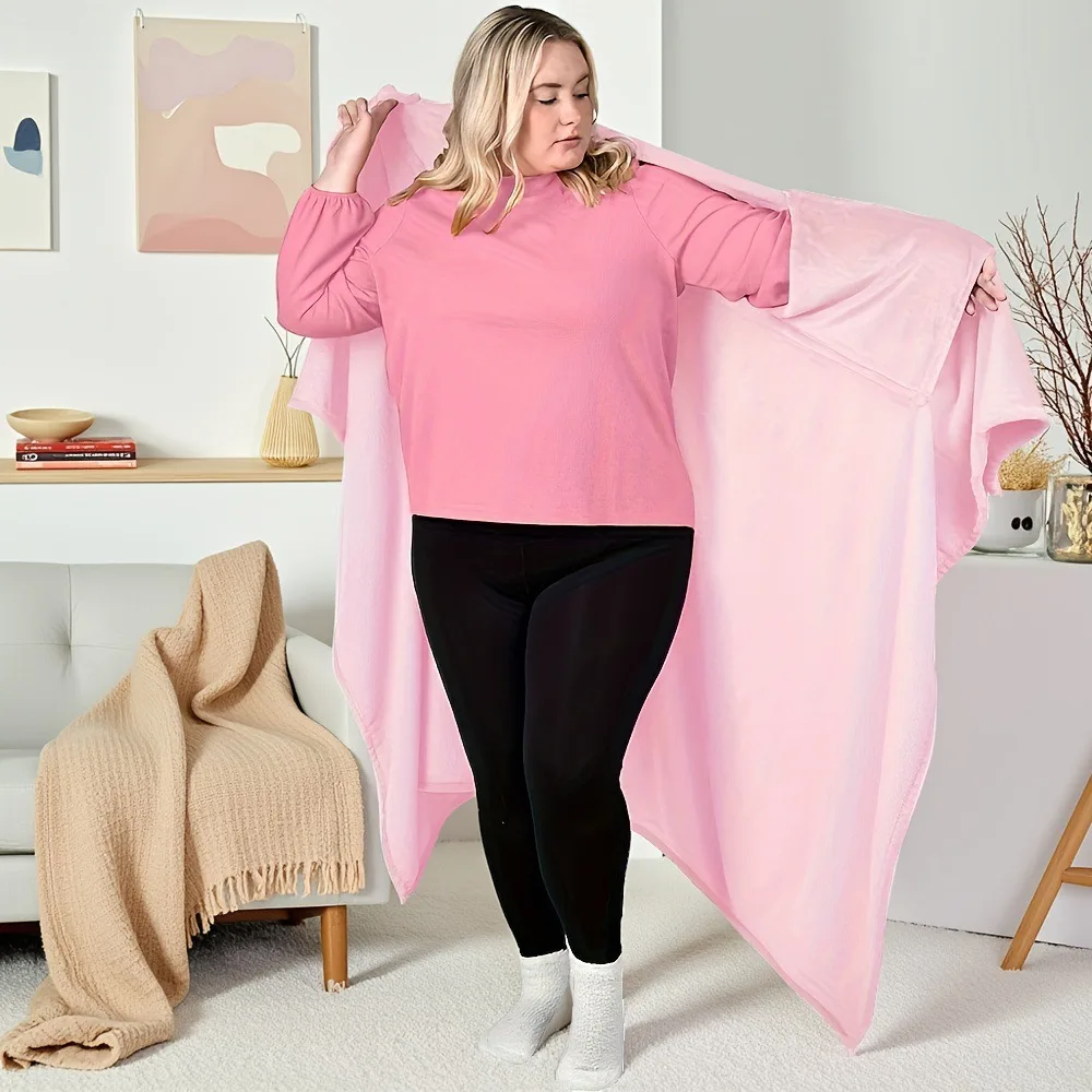 Cloak Flannel Winter Wearable Blanket Warm Thickened Sofa Throw Blanket Soft TV Blanket For Adult