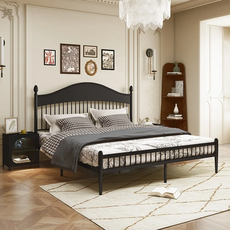 master bedroom bed frame 1.5m 1.8m black minimalist single bed thickened retro camera da letto completa mobili home furniture