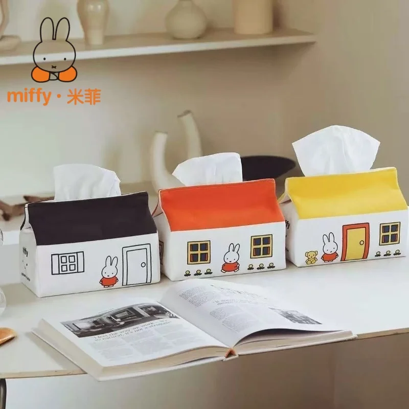 Cartoon Miffy Kreative Hausförmige Taschentuchbox Kawaii Praktisch und Exquisit für Büro Zuhause Wohnzimmer Auto Taschentuch-Aufbewahrung Geschenk