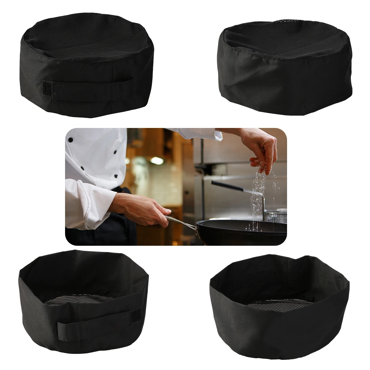 

Breathable Chef Hat Black Mesh Skull Cap for Catering Professionals and Home Bakers Soft Comfortable Tinksky One Size