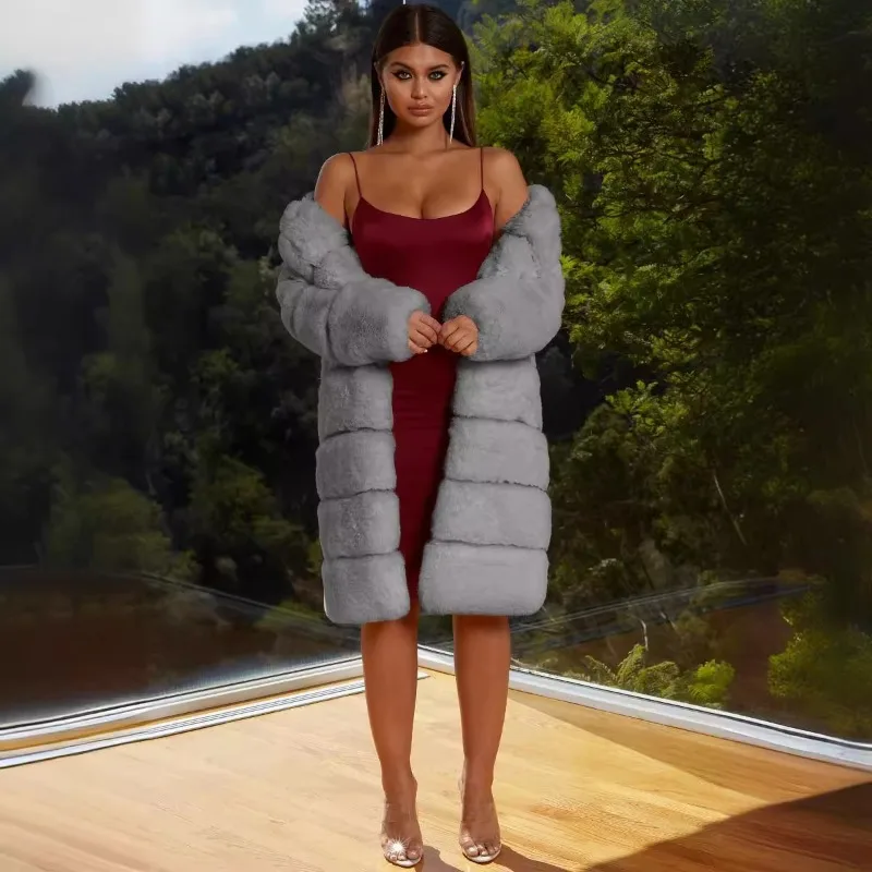 女性用新作ルーズデザインセンスピュアトレンド暖かい冬コート通勤ビッグヘアカラーフォックスヘアショート韓国スリムラクーンヘア