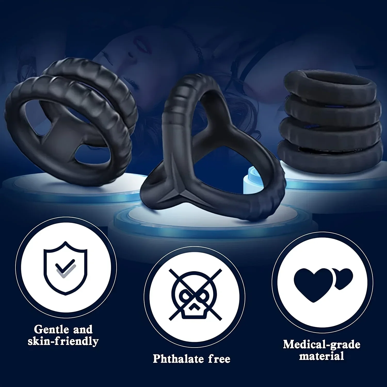 Cock Rings Silicone Ball Stretcher Delay Ejaculation TPE Penis Ring for Men Sex Toys Adjustable Semen Lock Ring SM Penis Sleeve - Image 3