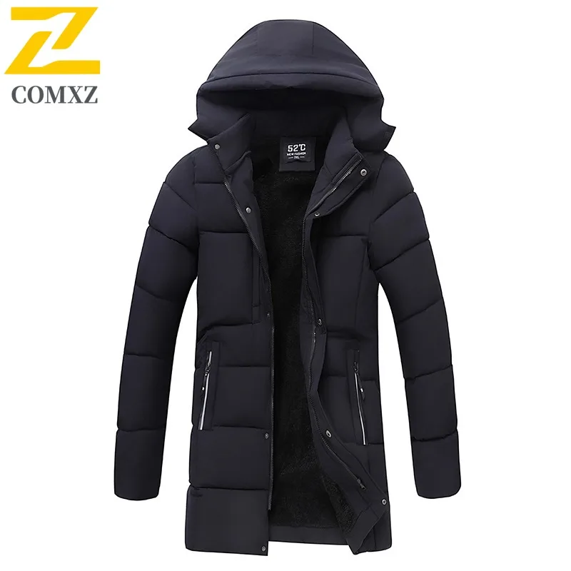 

COMXZ классические мужские хлопковые куртки с капюшоном, утепленная теплая парка для офиса и улицы, однотонная тонкая ветрозащитная удобная зимняя куртка
