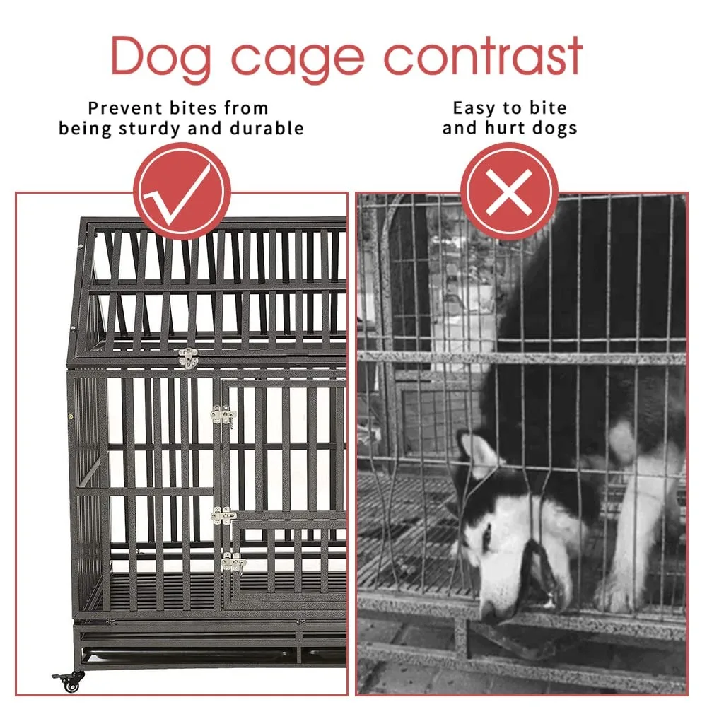 2024 New Heavy Duty Dog Crate Strong Metal Cage House, Pet Kennel Crate box con 4 ruote di bloccaggio