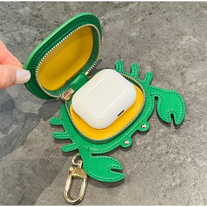 Krabben-Geldbörse, Mikrofaser-Leder, Mini-Geldbörse, Make-up-Kopfhörer-Aufbewahrungstasche, Schultasche zum Aufhängen, Anhänger, Handtasche, Charm-Zubehör – Detail 17