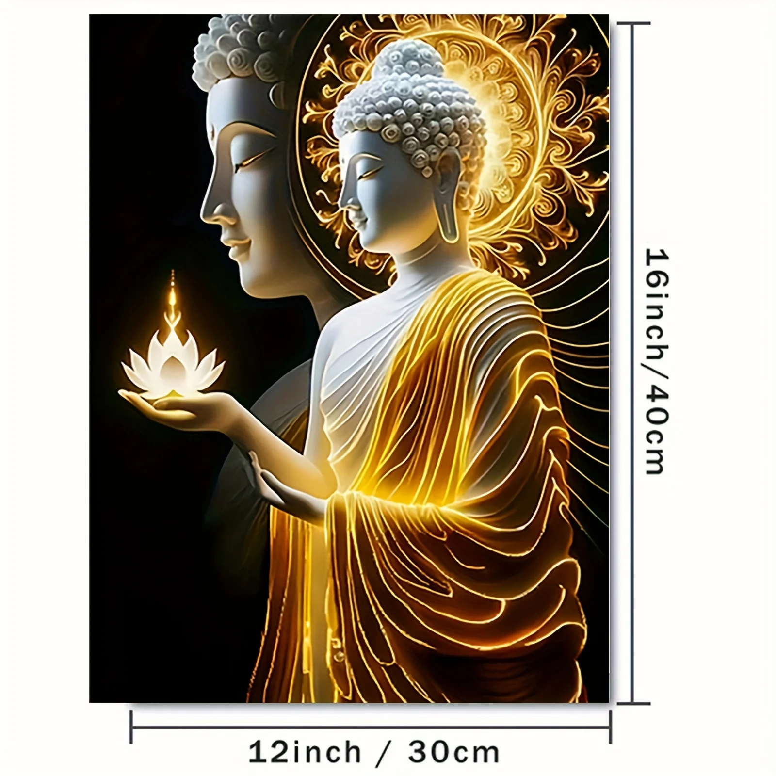 1pc Buddha Zen Meditation Wall Art Poster - for Lotus Flower & Candle Frameless Canvas Print Suitable for Home, Office, Spa,