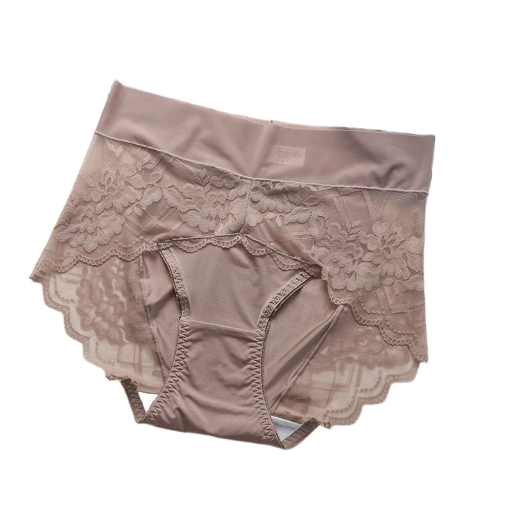 

Дышащие тонкие женские кружевные трусики с цветочным принтом, большие размеры, трусы с высокой талией Santi, шелковый хлопок, кружевное сетчатое нижнее белье, женское нижнее белье