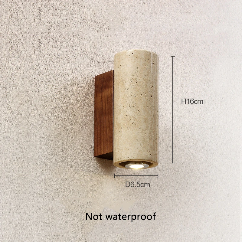 Gele travertijn steen Japanse stijl wabi-sabi wandlampen slaapkamer eetkamer wandlamp designer retro buitenwandkandelaars