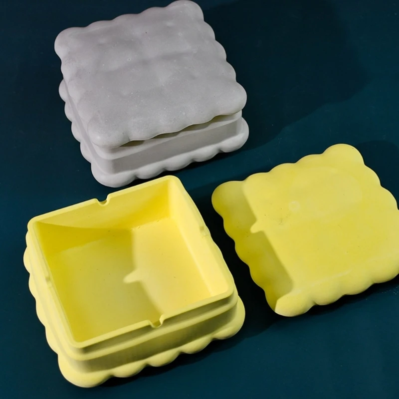 DIY Square Shaped Silicone Ashtray Mold with Lid Desktop Decoration Ornaments Jewelry Trinkets Storage Box Epoxy Resin Mould