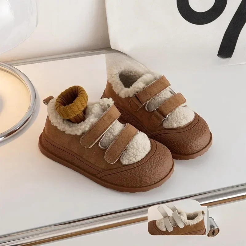 Winter Plush Baby Casual Shoes Lamb Plush Cotton Shoes Thickened Warm Girls Plush Shoes Outside Boys Shoes Toddler Boy Shoes