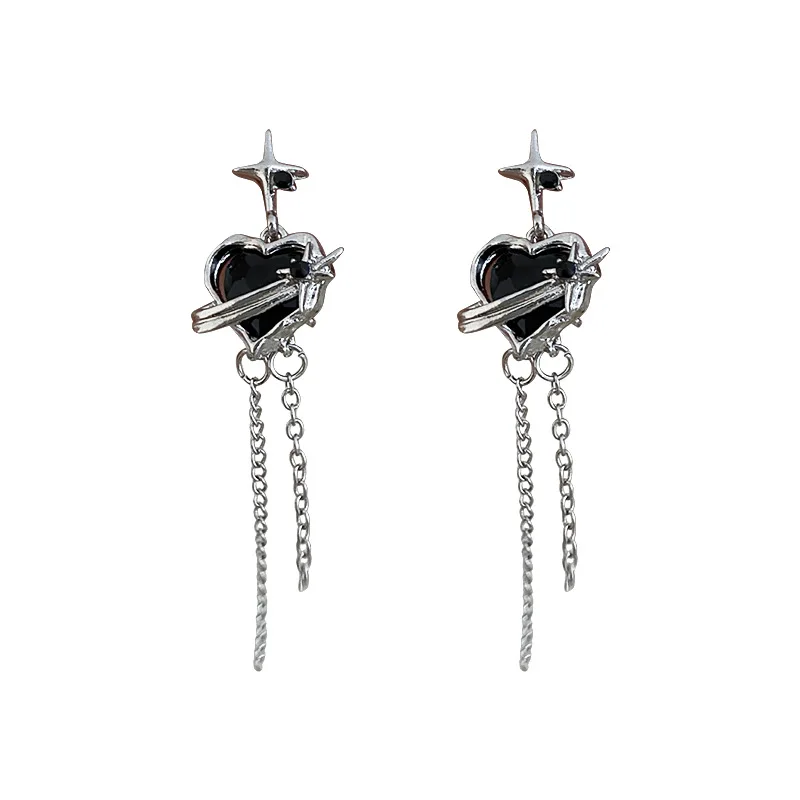 NISHIZAWA-pendientes largos con diseño personalizado para mujer, aretes con cadena de corazón y estrella de diamante, estilo fresco