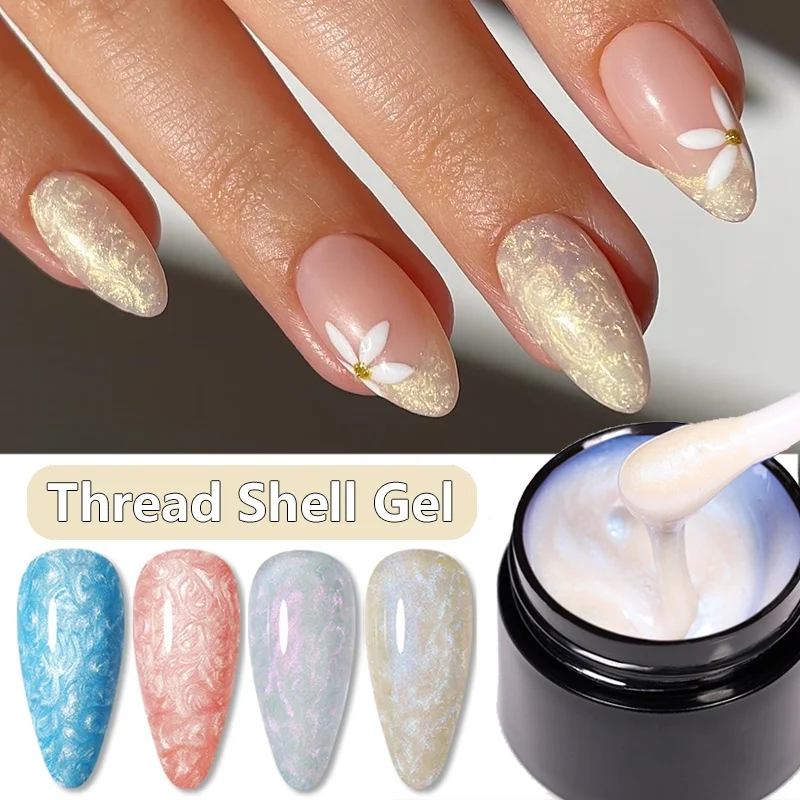 LILYCUTE 7ML เพิร์ลสีเล็บเจลเปลือกด้าย Glitter เล็บกึ่งถาวรการก่อสร้างเจลเคลือบเงา