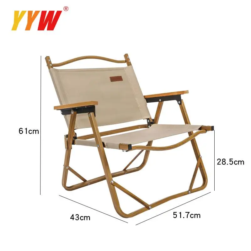 

Folding Fishing Chair Wooden Handrails Aluminum Alloy Support Oxford Cloth Leisure Armchair Picnic Lightweight Camping Chair