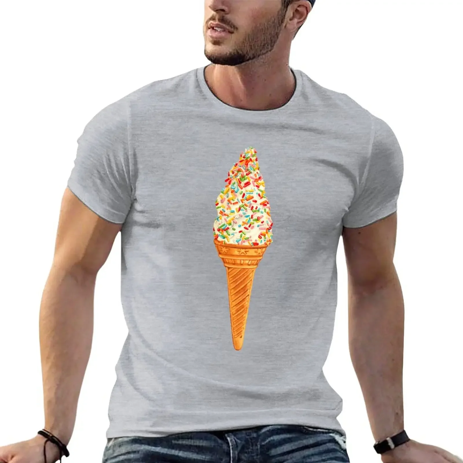 Sprinkle Ice Cream Pattern - Black T-Shirt animal prinfor boys sports fans summer tops mens graphic t-shirts anime