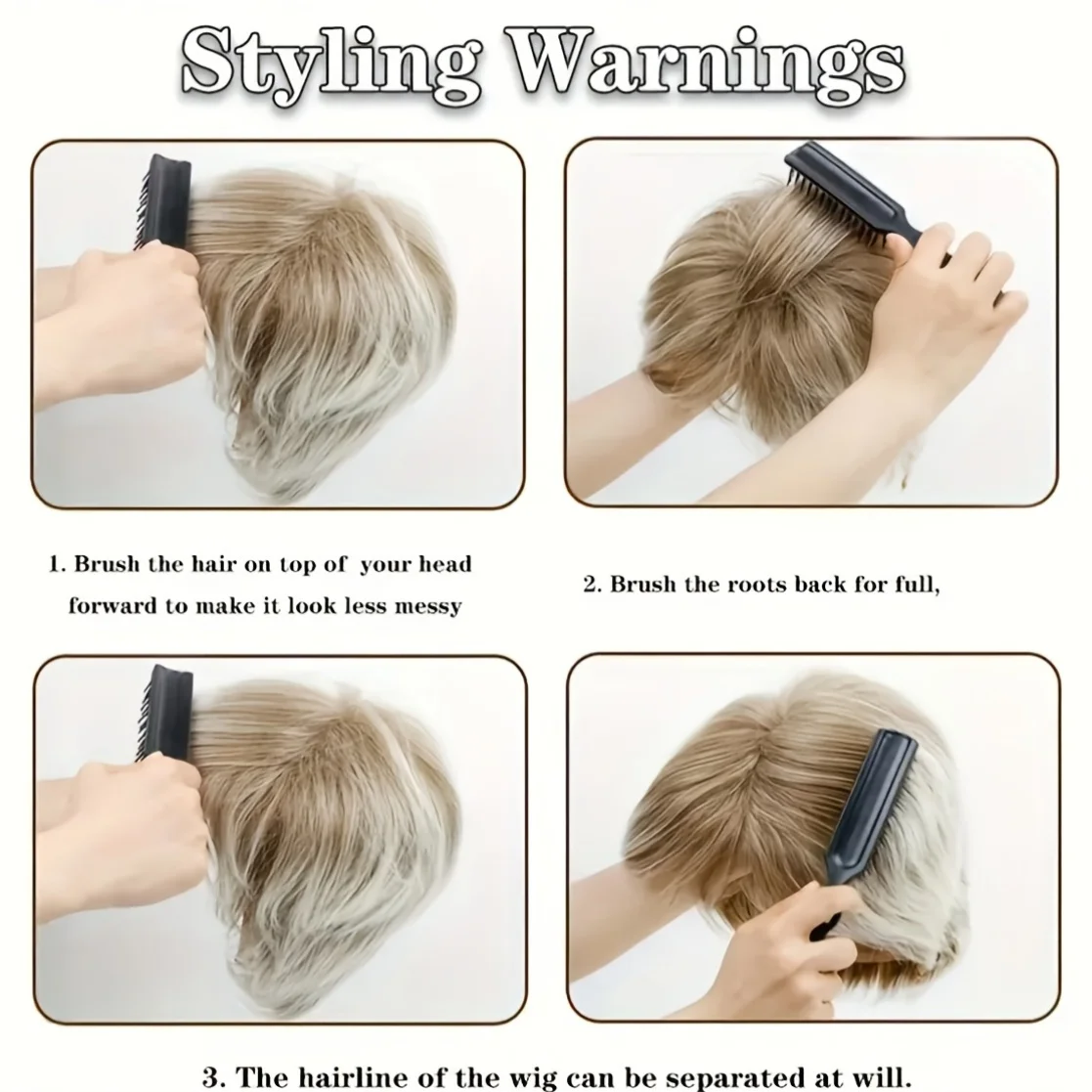 Women's short straight hair, golden brown whole top synthetic wig, wig accessories, suitable for daily dressing, beginners