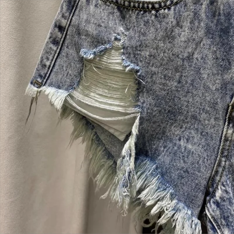 Jean taille haute à franges pour femmes, culotte en denim, coupe trapèze, style rétro, nouvelle collection été 2024