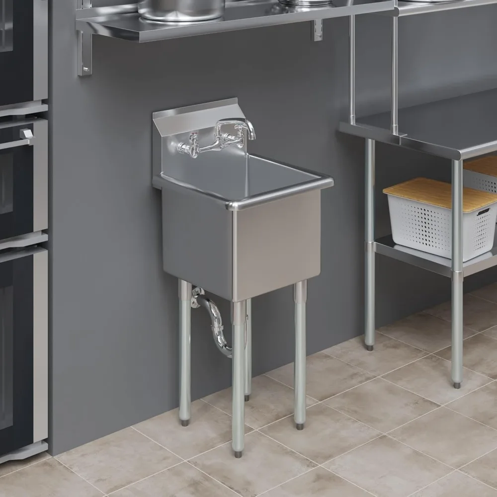 حوض الفولاذ المقاوم للصدأ من AmGood |   304 الصف |   مثالية للمطاعم والمطابخ والمغسلة والكراجات |   معتمد من NSF |   1