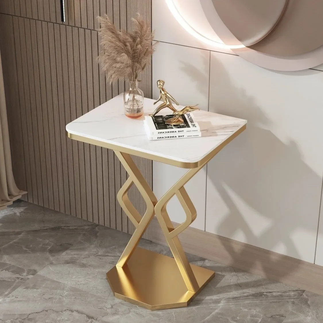 Italian light luxury modern rock slab creative flower stand flower table simple art living room wall shelf