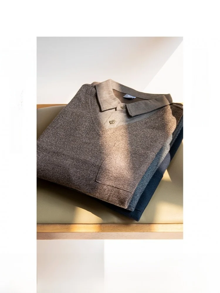 

Loose Long Sve T-irt for Middle-Aged And ly Men Autumn Faion Casual Comfortable Breathable Sweat Absorbent Polyester