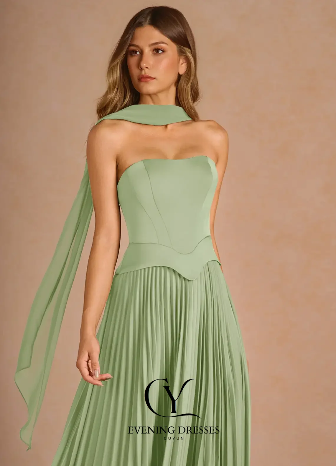فساتين سهرة أنيقة من CUYUN للنساء بدون حمالات على شكل حرف A فستان حفلات مخصص للنساء فساتين الحفلات 2025