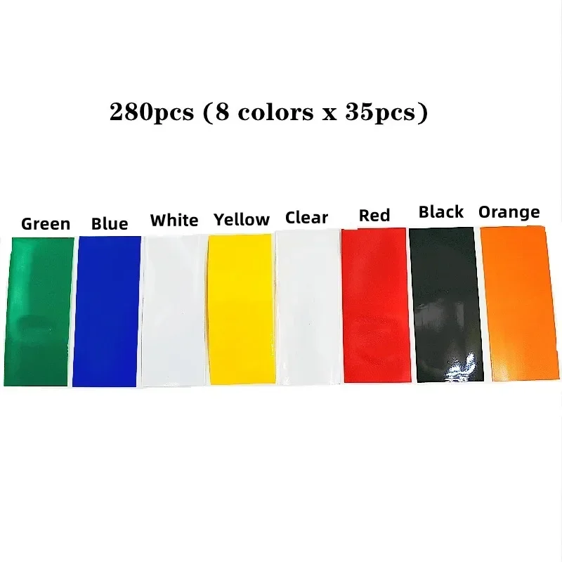 

"Heat Shrink Tubing Kit - 280pcs PVC Sleeves for 18650 Batteries, 8 Colors (35pcs Each), 72mm Length