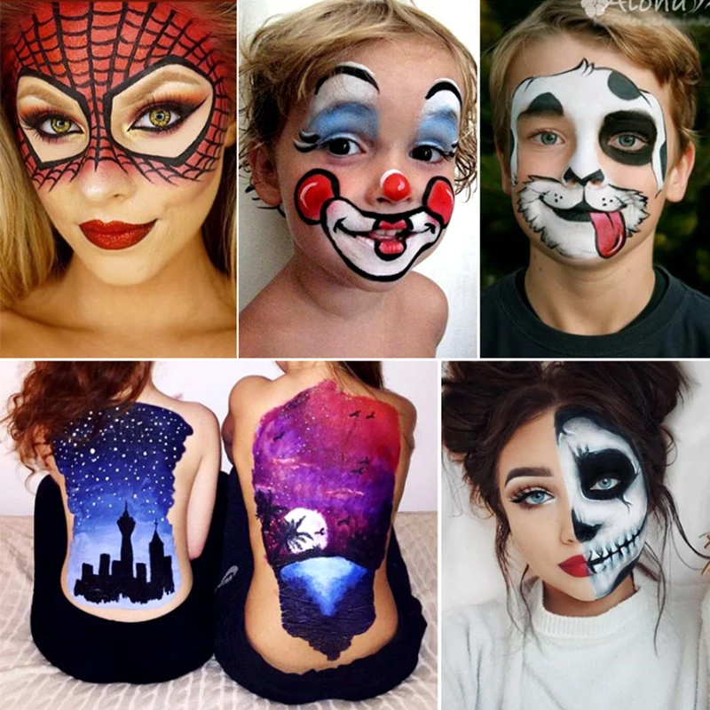 12 colori Body Painting Play Clown Face Body Art pittura pittura a olio tatuaggio Halloween Party Makeup Cosmetic