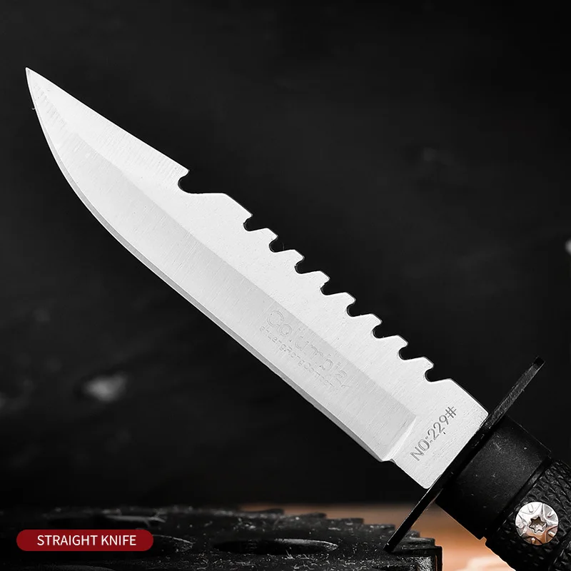 Stainless Steel Outdoor Survival Knife Portable Camping EDC Pocket Knife Multi-purpose Cutting Knife for Self Defense Hiking BBQ