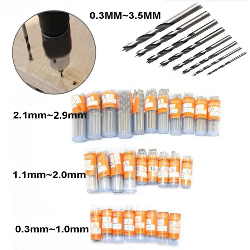 

10pcs/box Hand HSS Straight Shank Twist Drill For Metal High Speed Steel 0.3-3.5mm PCB Mini Wood Drilling Jewelry Tools Bit