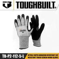 TOUGHBUILT TB-P2-112-5-L Nitrile Super Abrasion Resistant Cut Resistant Touch Screen Work Gloves Hand Protection