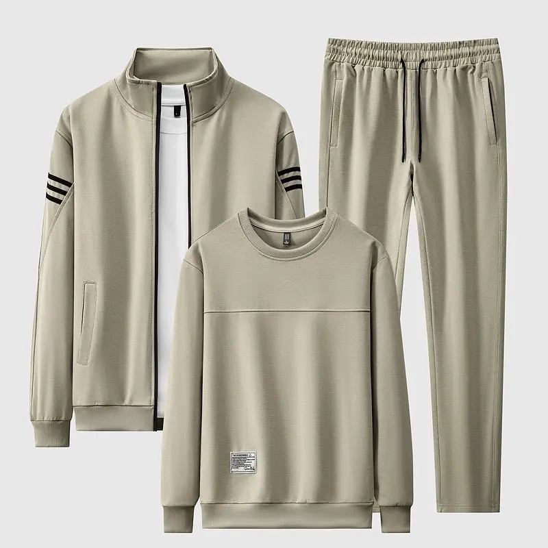 

Модный повседневный мужской комплект: куртка с длинным рукавом и футболка, большие размеры, осень-зима, деловой стиль, удобный свободный крой