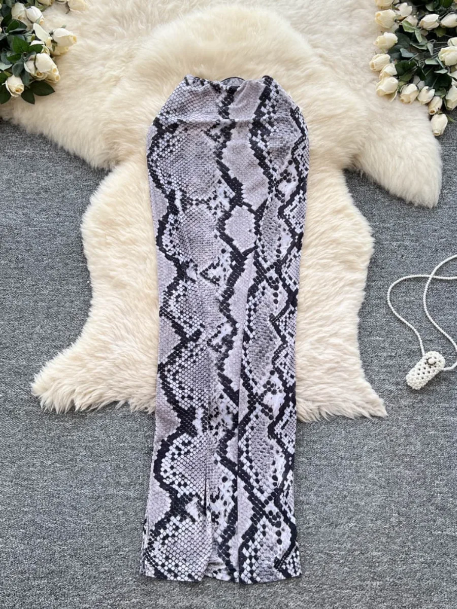 

Foamlina Women Summer 2025 Snake Print High Waist Bodycon Skirt Sexy Slim Fit Trendy Fashion Clubwear Casual Outfit