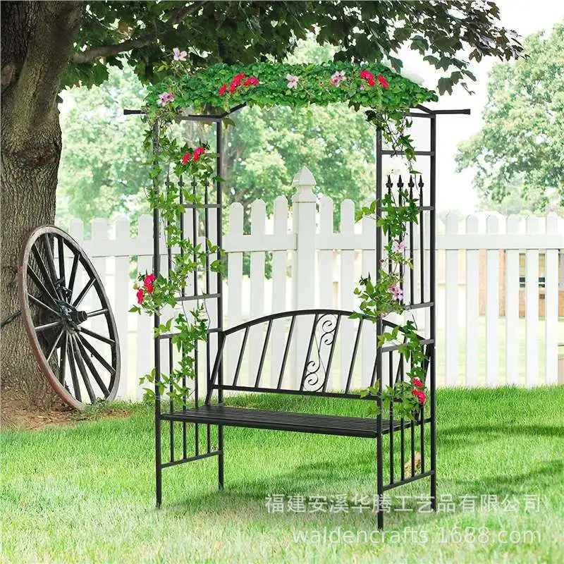 Wrought iron belt seat arch floor flower trellis garden partition rose clematis climbing trellis balcony decoration