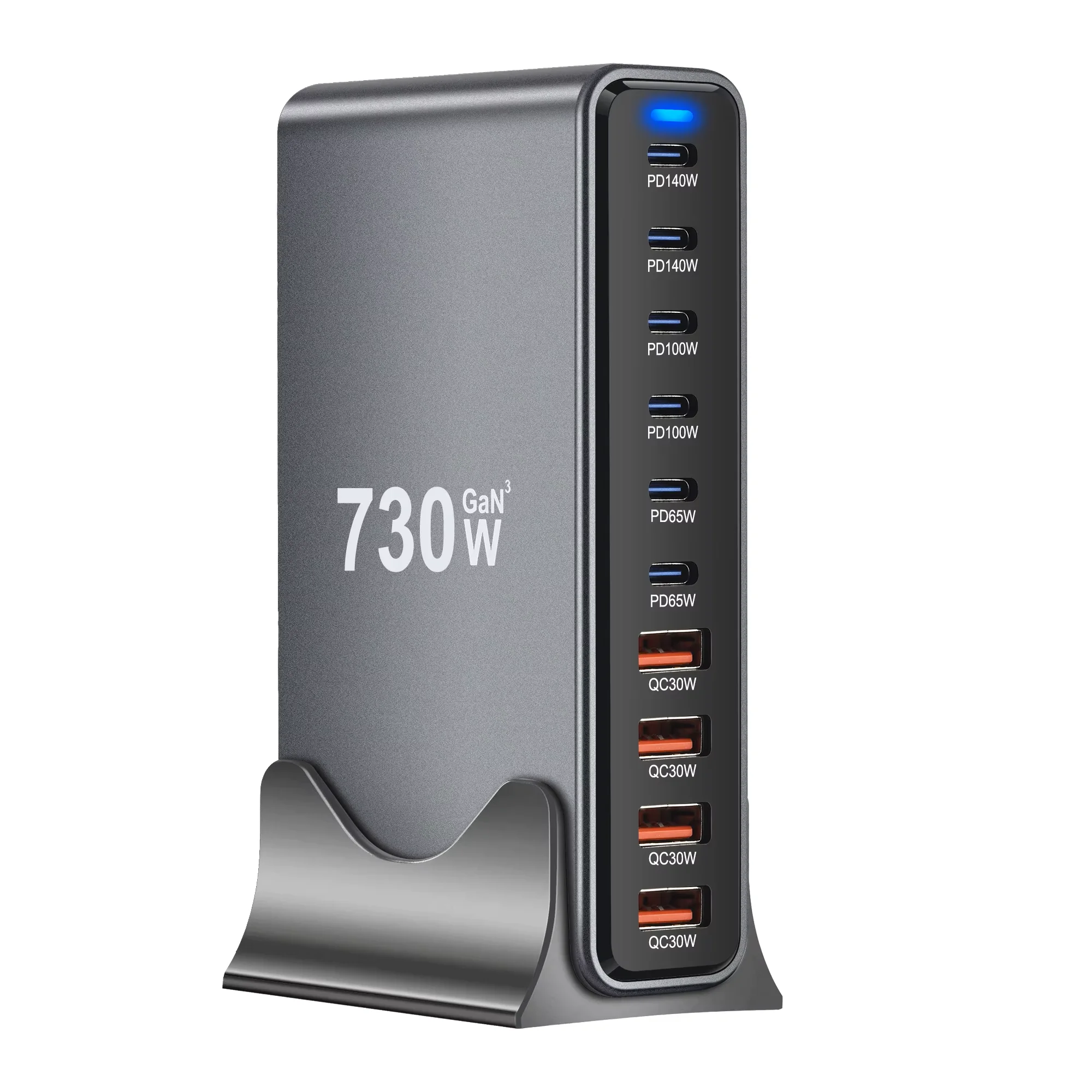 

Распродажа Быстрое зарядное устройство GaN Fast Charge 3.0 USB Type-C 730 Вт, 10-портовое зарядное устройство PD 6C4A для мобильных устройств и планшетов, портативное и удобное