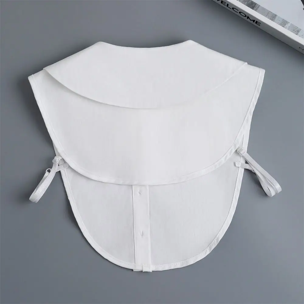 

Съемный галстук спереди, белый искусственный воротник с рюшами, асимметричный эллипс, женская накладная блузка с воротником из чистого хлопка, удобная